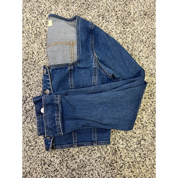 Madewell Denim Square Neck Crop Top, Dark Wash Women’s Small, Button Up Western - Picture 13 of 14